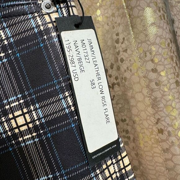 Cout De La Liberte Mens Jimmy Printed Plaid Leather Low Rise Flare Size 30 NWT - Picture 4 of 13